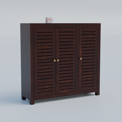 Haze Solid Wood Three Door One Drawer Shoe Rack in Honey Oak Finish