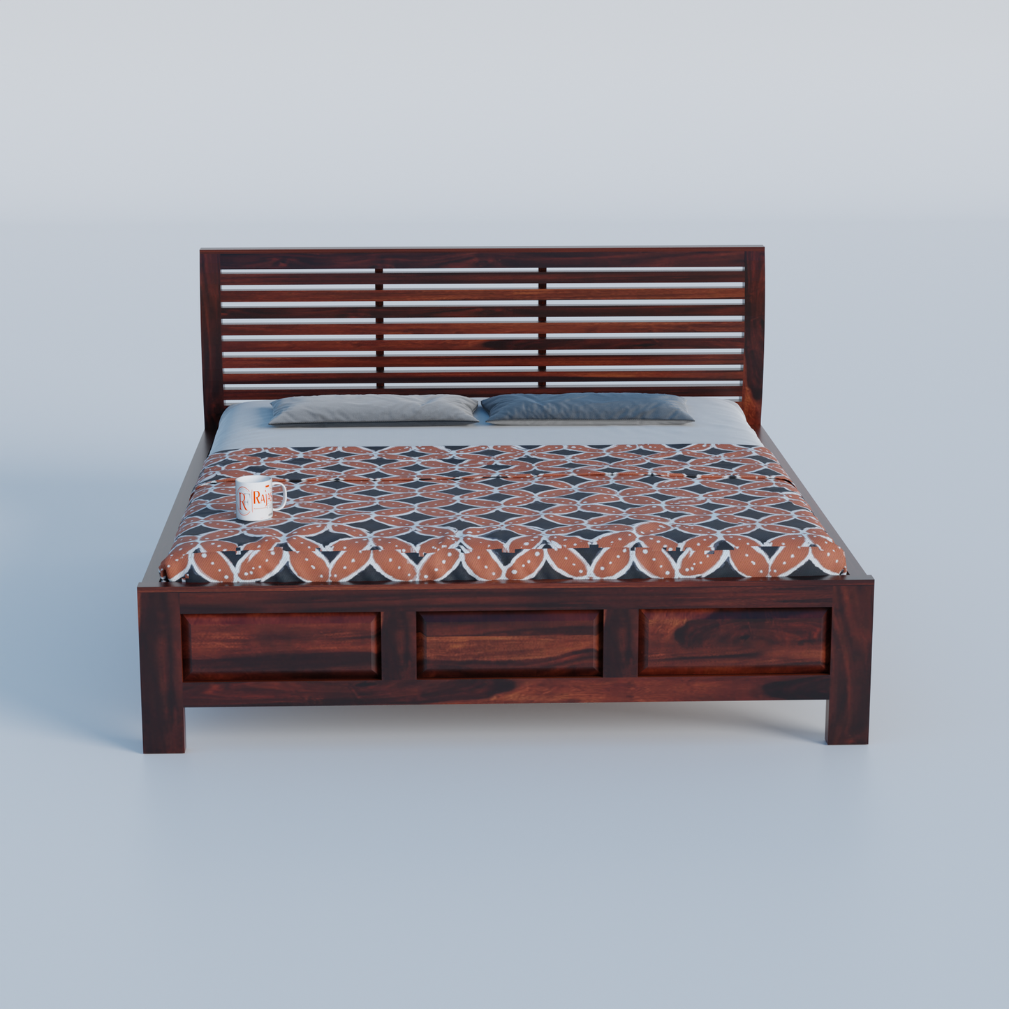 Solid Sheesham Wood King Size Bed with Headboard | Double Bed without Storage in Natural Finish | Double Bed for Bed room