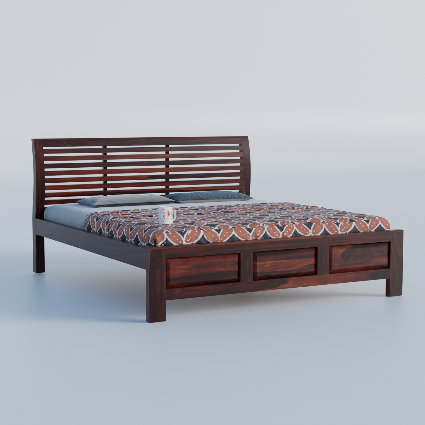 Solid Sheesham Wood King Size Bed with Headboard | Double Bed without Storage in Natural Finish | Double Bed for Bed room