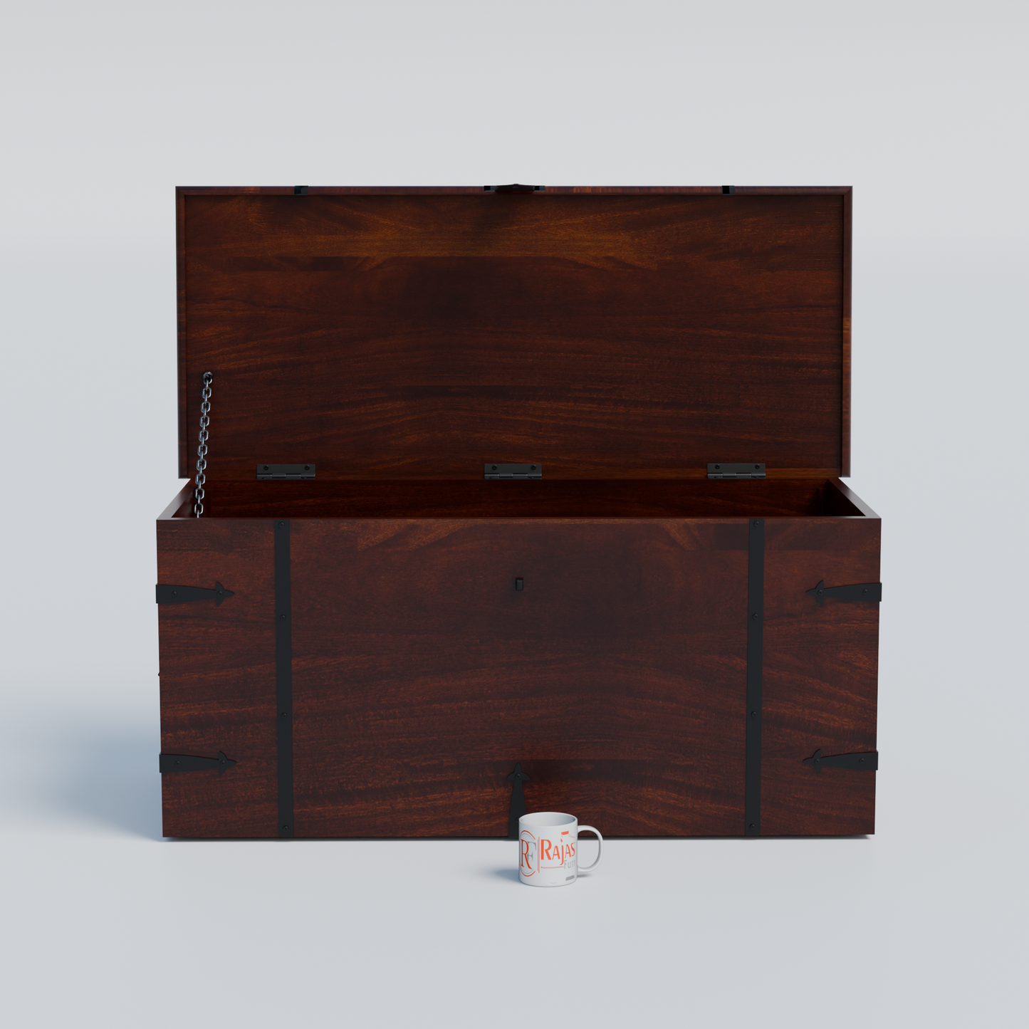 Pomona Solid wooden storage trunk Box for Home with Lock in natural and walnut finish