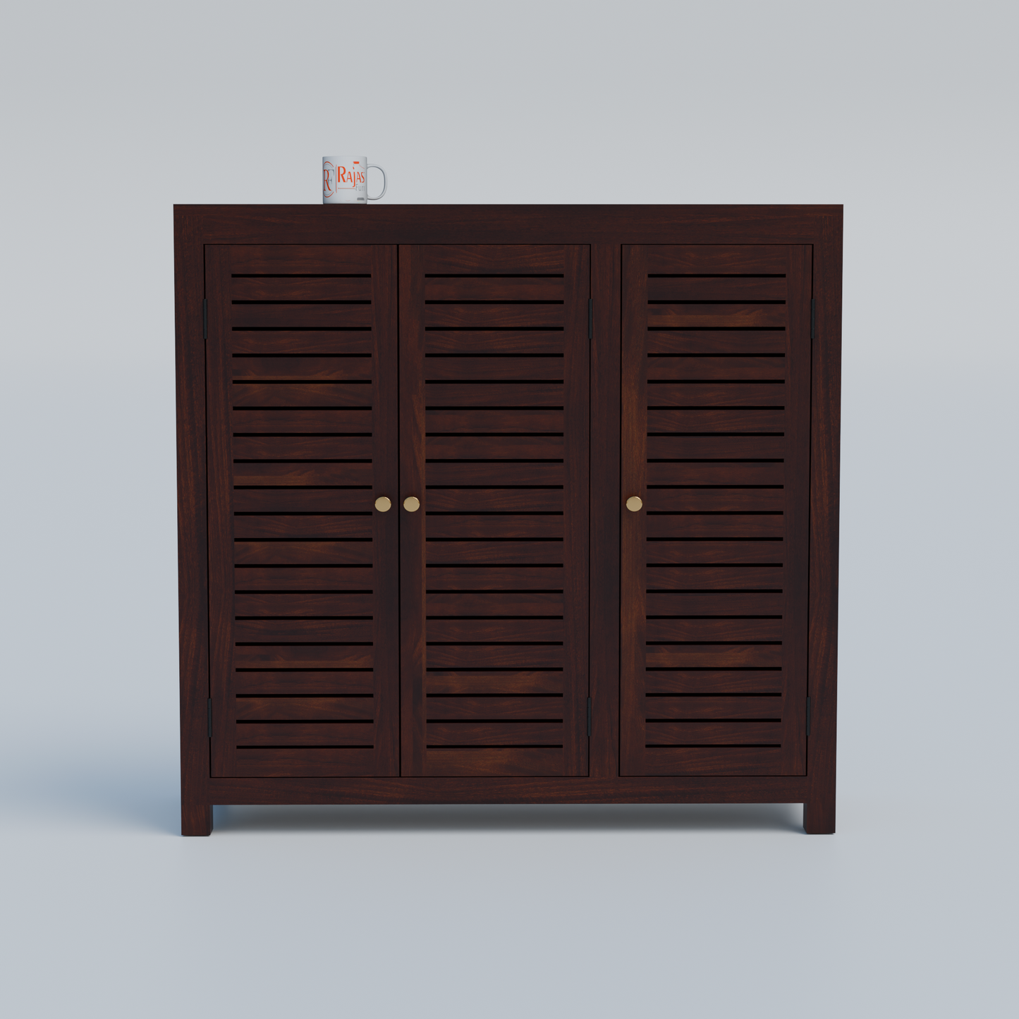 Haze Solid Wood Three Door One Drawer Shoe Rack in Honey Oak Finish