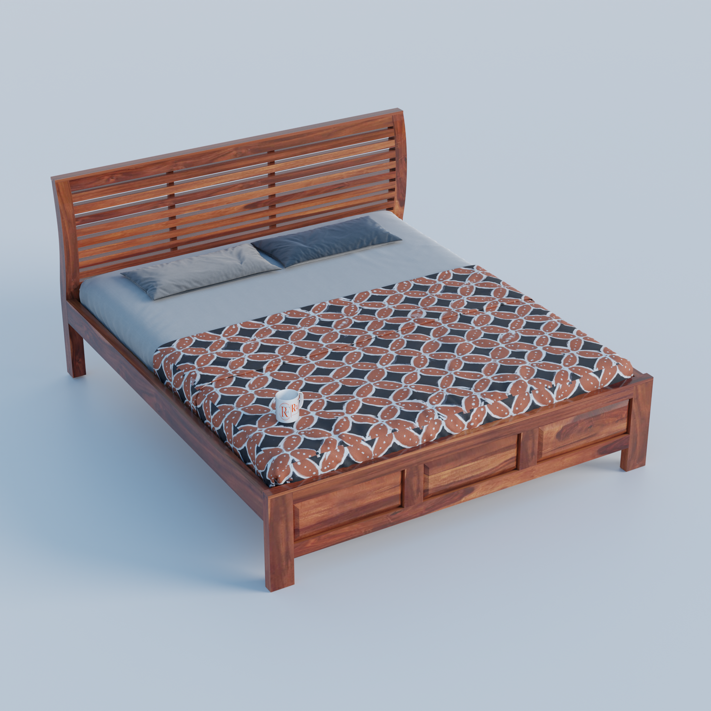 Solid Sheesham Wood King Size Bed with Headboard | Double Bed without Storage in Natural Finish | Double Bed for Bed room