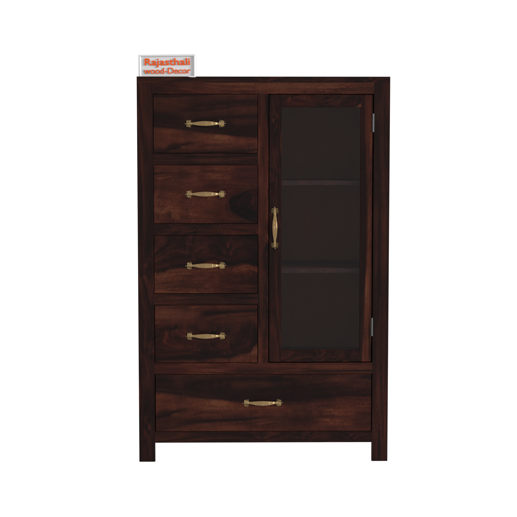 Wooden Display Sideboard cabinet cum chest of drawers for living room - Rajasthali Furniture 