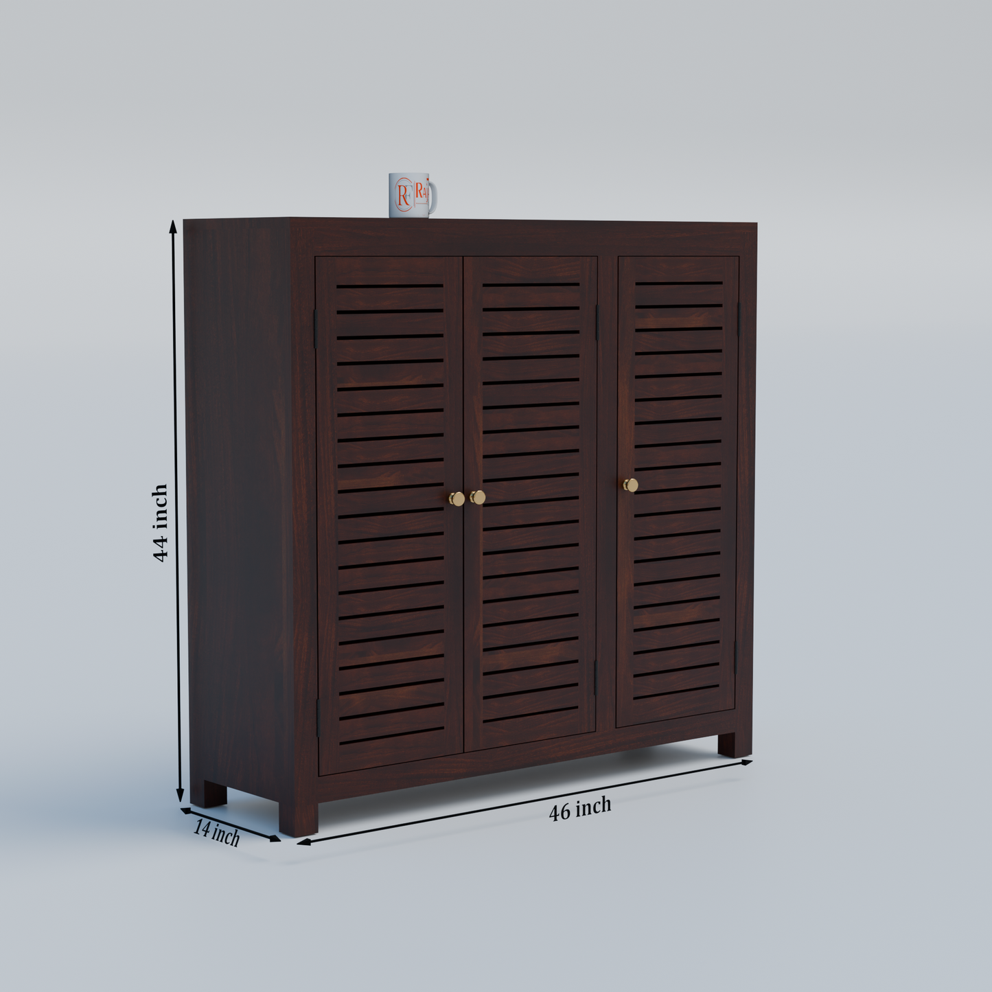 Haze Solid Wood Three Door One Drawer Shoe Rack in Honey Oak Finish