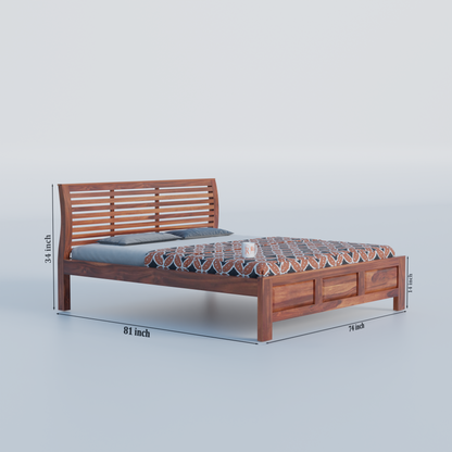 Solid Sheesham Wood King Size Bed with Headboard | Double Bed without Storage in Natural Finish | Double Bed for Bed room