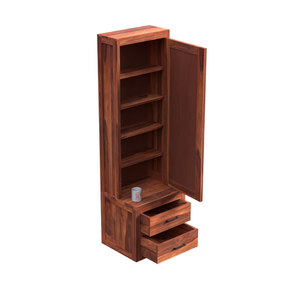 Two Drawer Wooden Dressing Table with Storage and Mirror Dressing Table in Honey Oak and walnut Color With Natural Finish - Rajasthali Furniture 