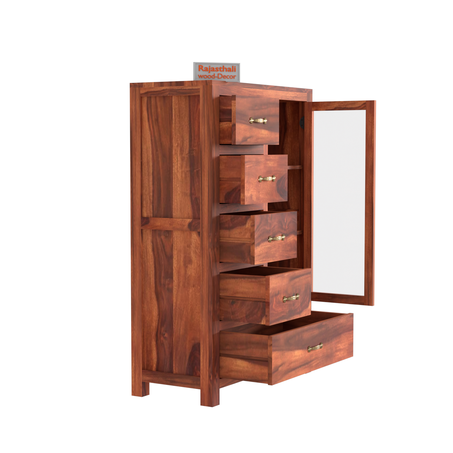 Wooden Display Sideboard cabinet cum chest of drawers for living room - Rajasthali Furniture 