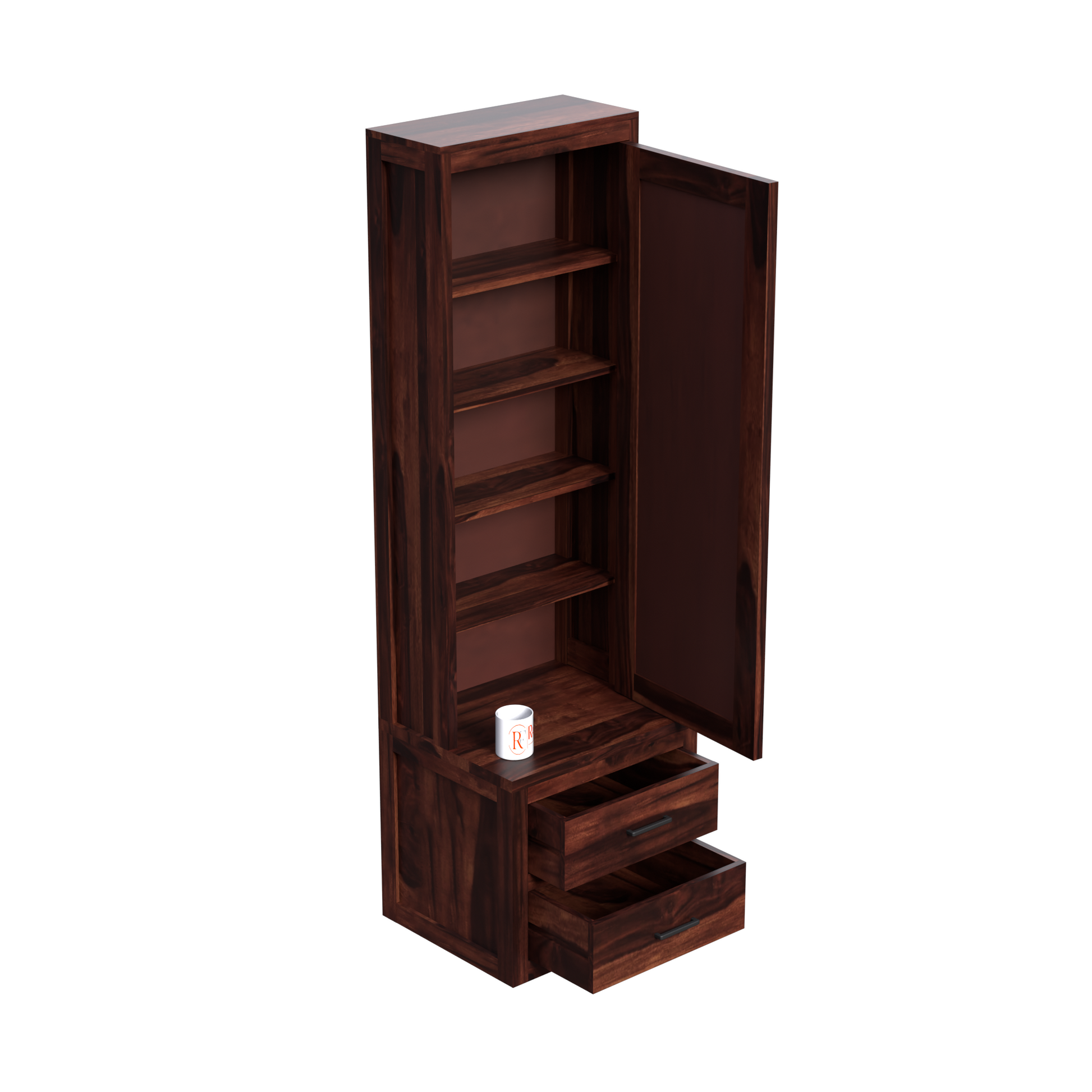 Two Drawer Wooden Dressing Table with Storage and Mirror Dressing Table in Honey Oak and walnut Color With Natural Finish - Rajasthali Furniture 