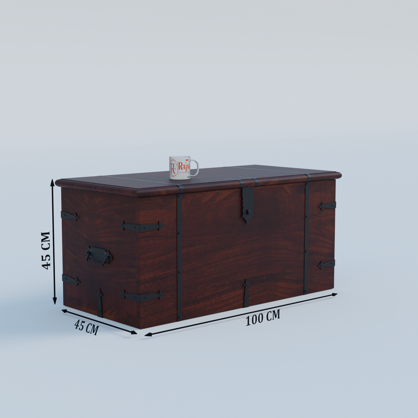 Pomona Solid wooden storage trunk Box for Home with Lock in natural and walnut finish