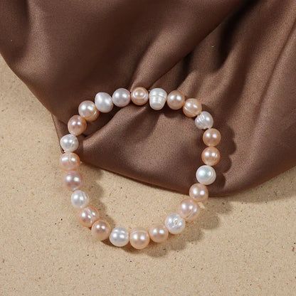 Elastic Candy Color Freshwater Real Pearl Bracelet