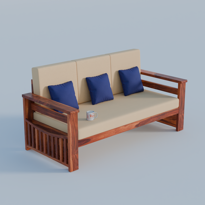 Solid Sheesham Wood Sofa Set 5 Seater | Wooden Sofaset 3+1+1 | Sofa Sets for Living Room