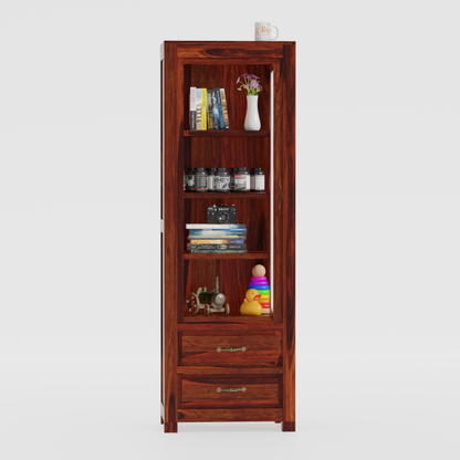 Brokloff Solid Wood Floor Mounted Glass Cabinet in Honey oak Finish - Rajasthali Furniture 