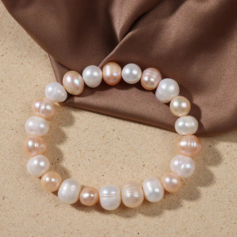 Elastic Candy Color Freshwater Real Pearl Bracelet
