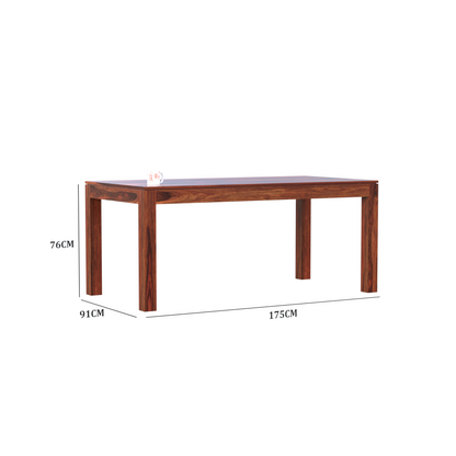 Samoa Solid Sheesham Wood Six Seat Dining Table set in Natural Finish - Rajasthali Furniture 