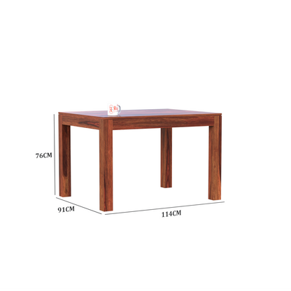 Flora Solid Sheesham Wood Four Seat Dining Table Set in Natural Finish - Rajasthali Furniture 