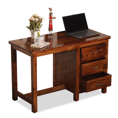 Calla Solid Wood Study Table with Three Drawers in Honey Oak Finish - Rajasthali Furniture 