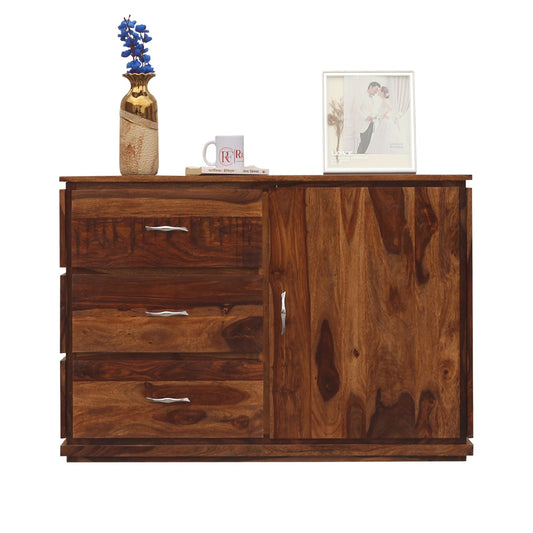 Vandyke Solid Wood Sideboard Cabinet Floor Mounted in Honey Oak Finish - Rajasthali Furniture 